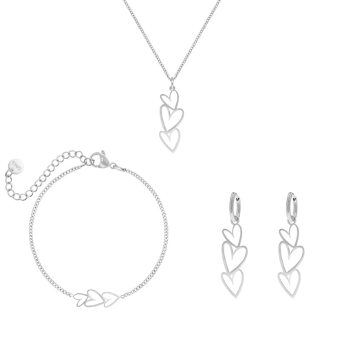 Sieraden set triple heart