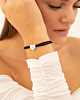 Zwarte satijnen armbandje met hartje zilver