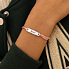 Satin initial armband kids roze