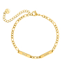 Schakelarmband met twee graveerbare plaatjes goud