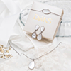 Trendy zilveren sieraden op een mooie achtergrond