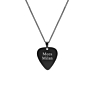 Graveerbare heren ketting plectrum zwart
