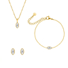Sieraden set met druppel steentje goudkleurig