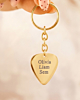 Gouden plectrum sleutelhanger met namen