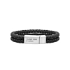 Dubbele leren heren armband graveren zilverkleurig