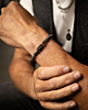 Kralen armband heren met naam grijs