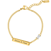 Graveerbare bar armband met steentje goudkleurig