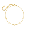 Armband met 5 hartjes goudkleurig