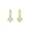 Gouden clover oorbellen met steentjes