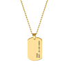 Dog tag ketting met naam en datum goudkleurig