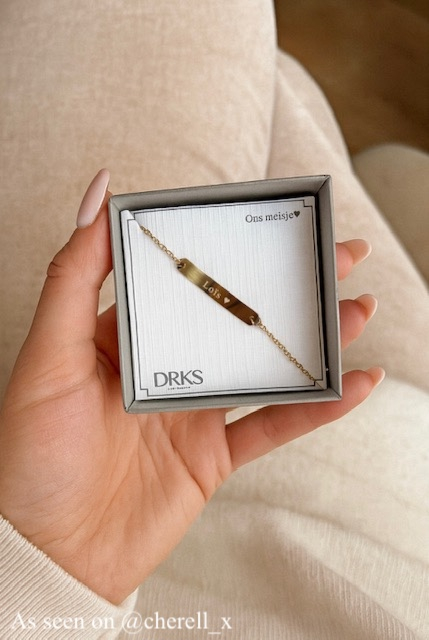 Graveerbare gouden naam armband in doosje