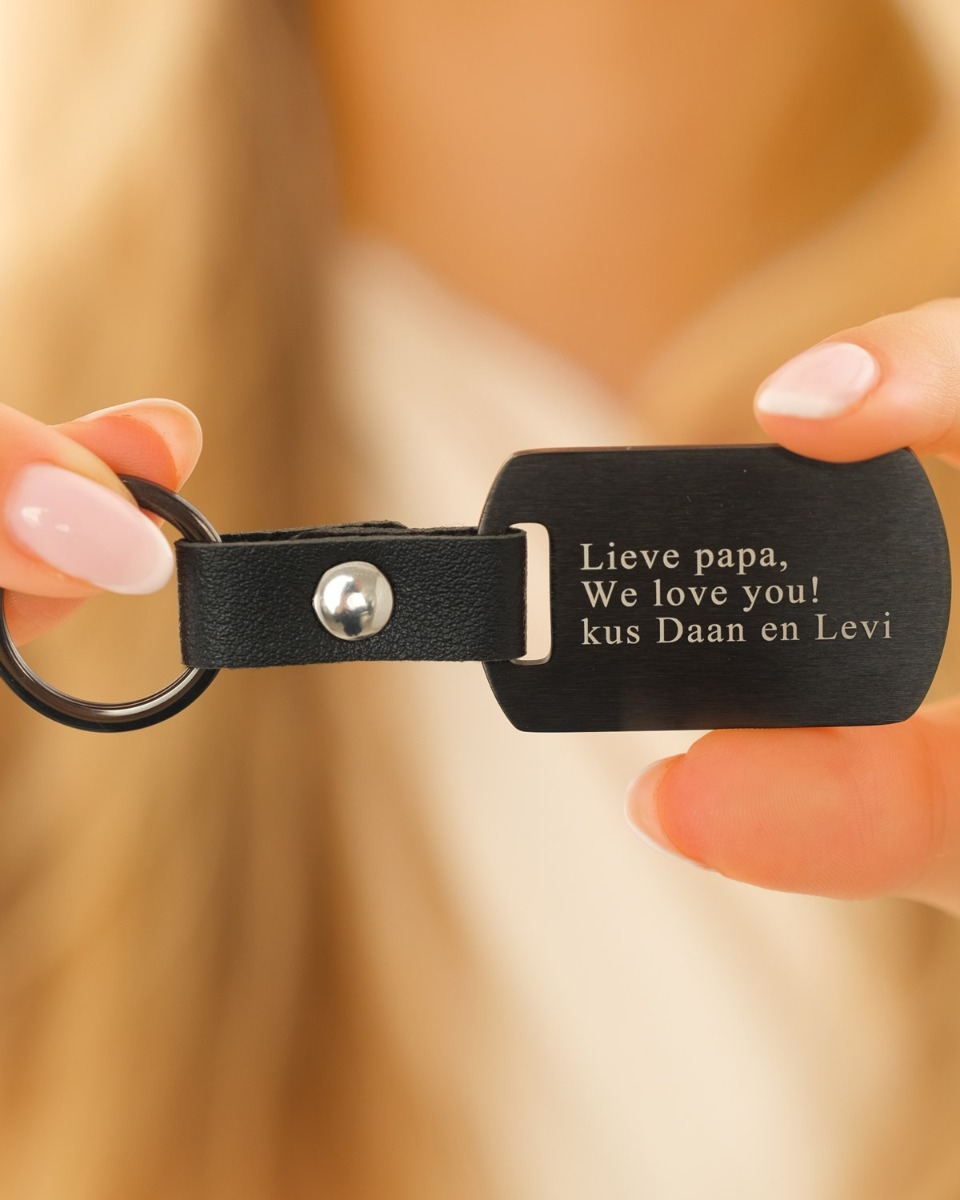 Zwarte sleutelhanger met tekst voor papa