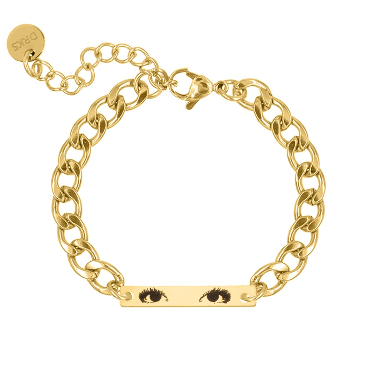 Graveerbare mannen armband met ogen goudkleurig
