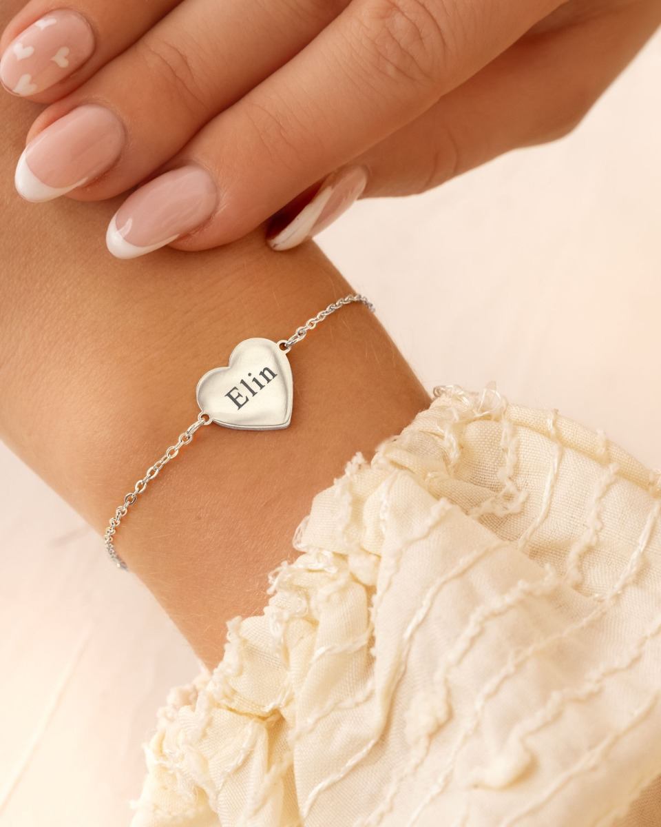 Hartjes armband met gravering zilver