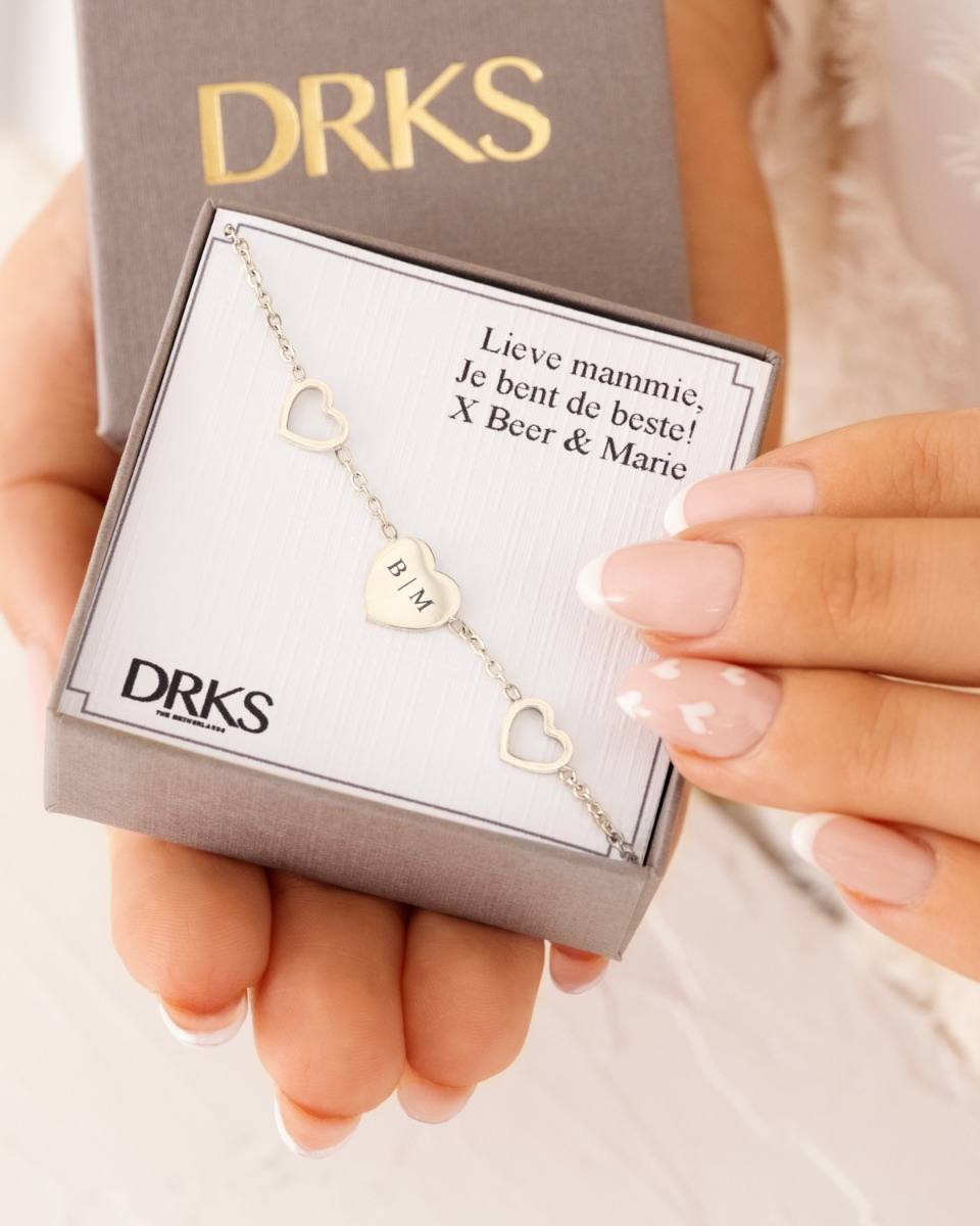 Triple love armband zilver in sieradendoosje
