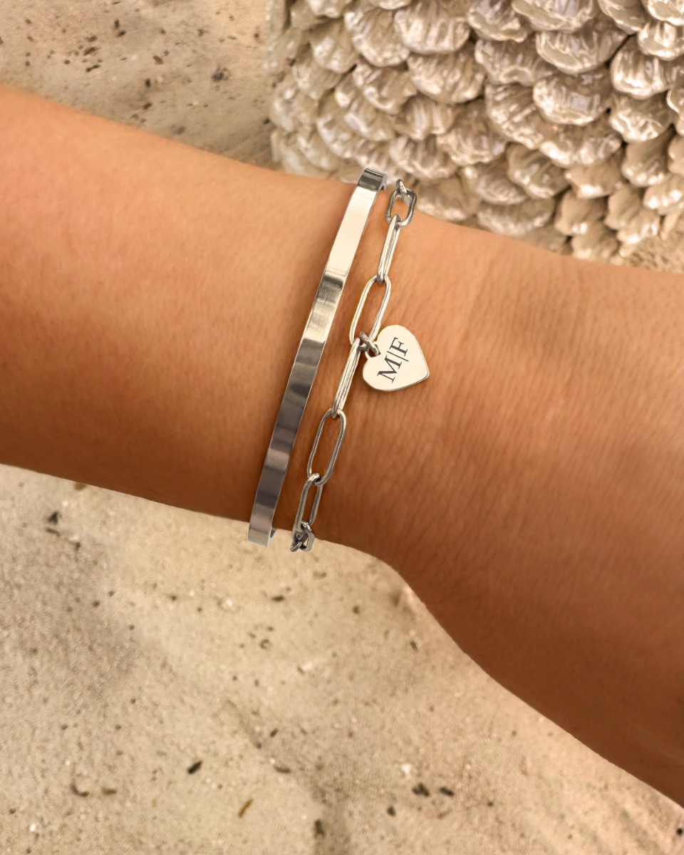 Zilveren armparty met bangle