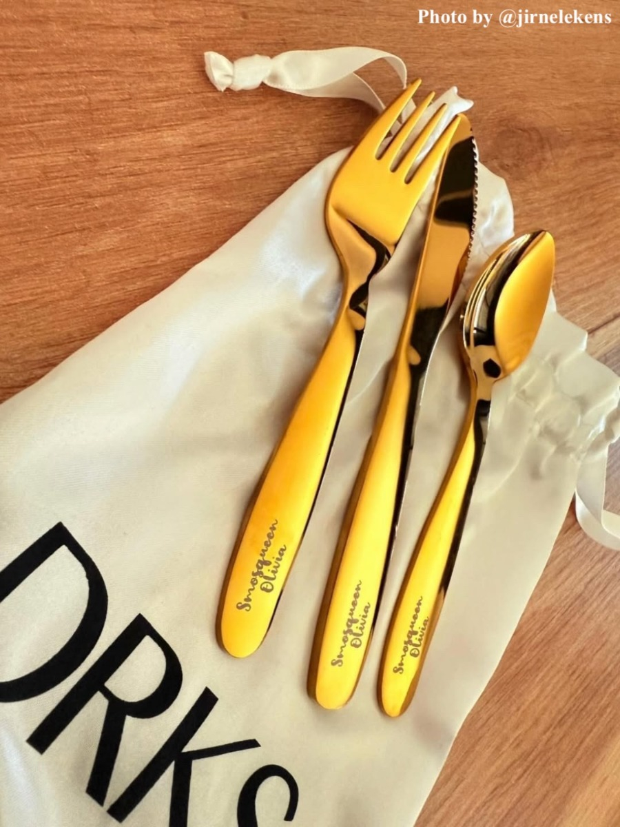 influencer foto kinderbestek set goudkleurig