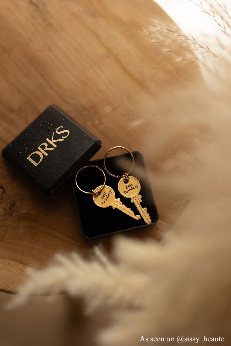 Gouden graveerbare sleutelhangers in doosje
