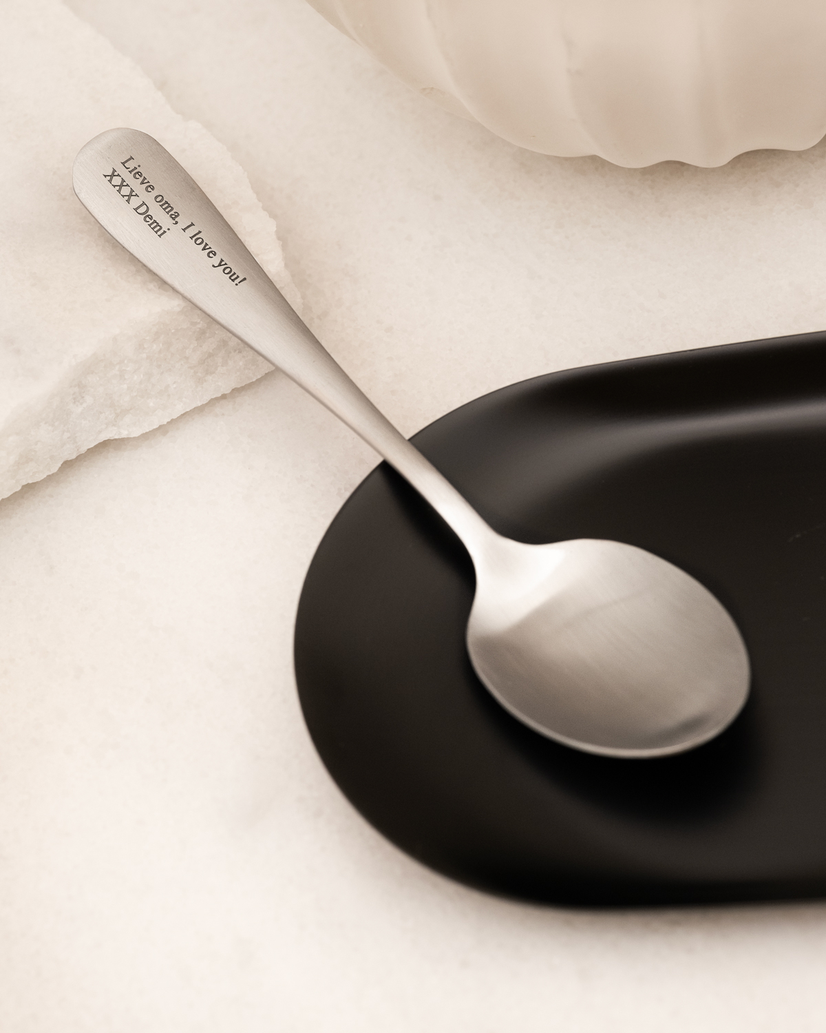 Zilveren lepel met gravering