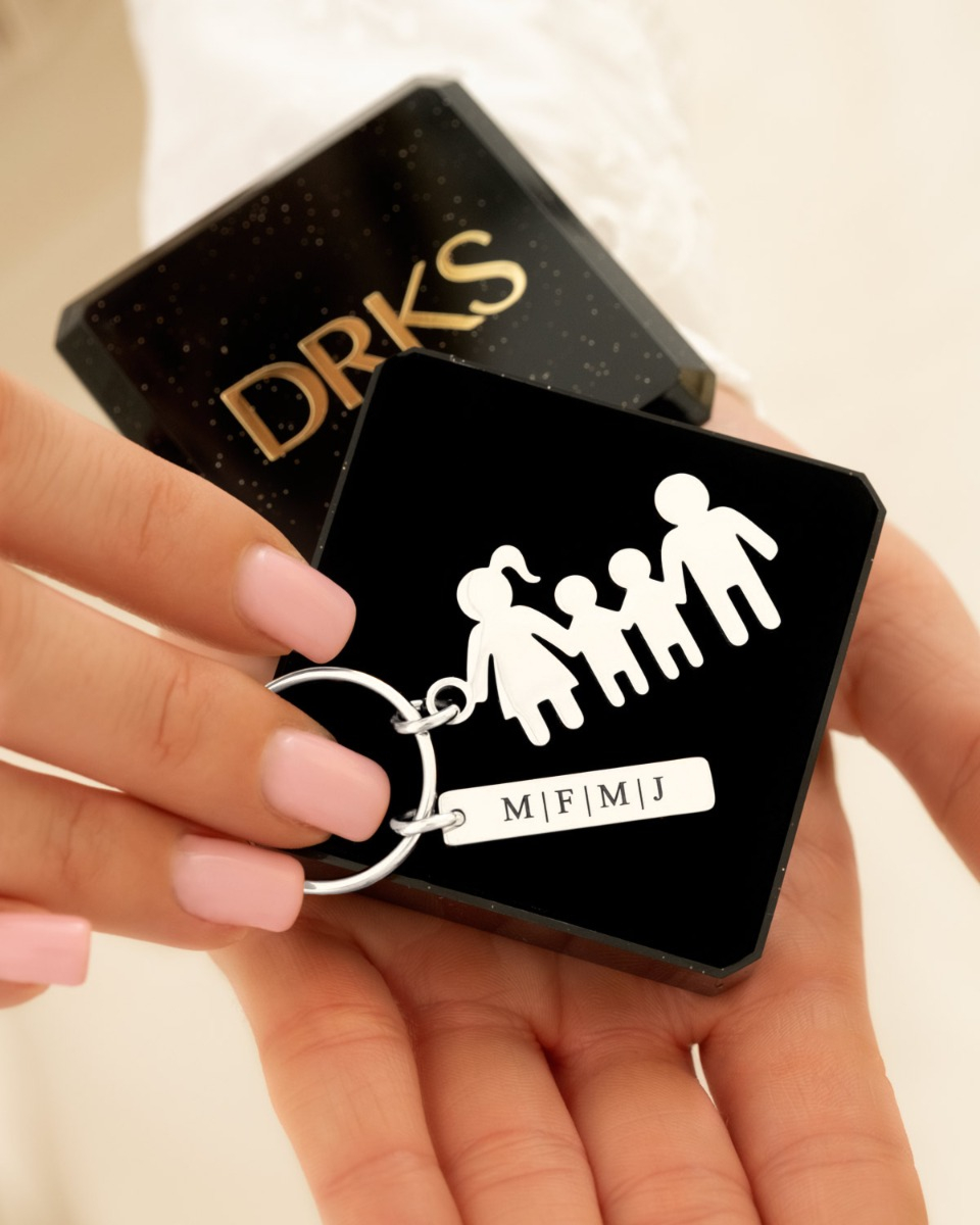 Doosje met familie sleutelhanger