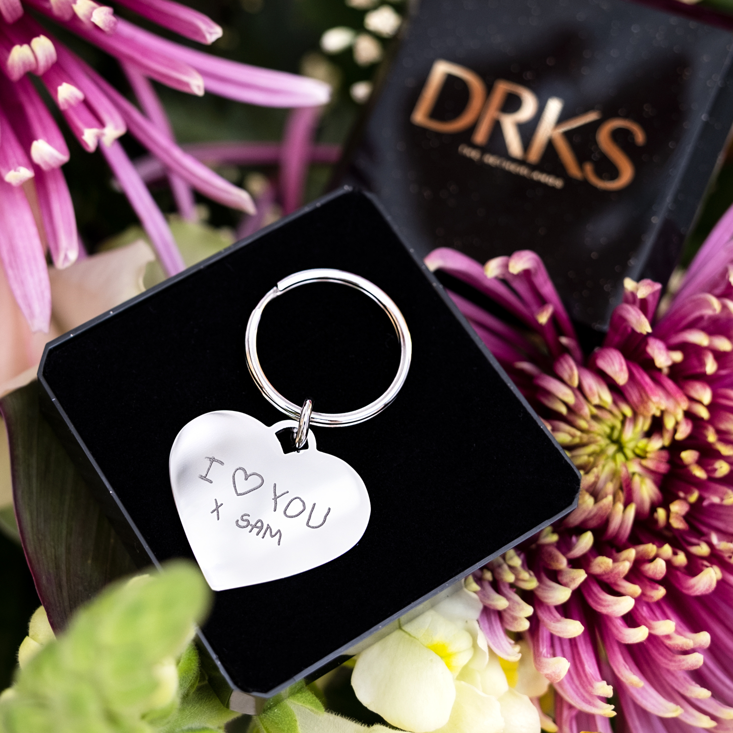 Sleutelhanger hartje met handschrift