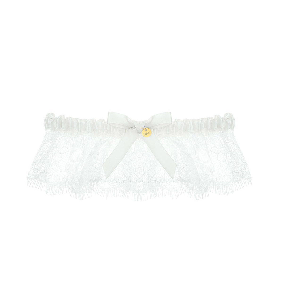 Lace kousenband met initialen kleur goud