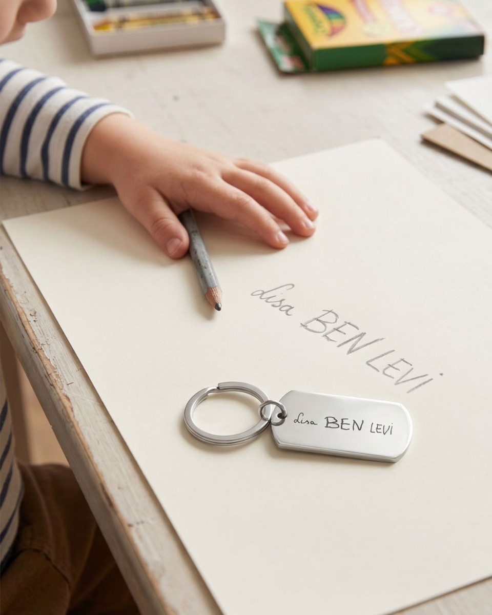 Sleutelhanger met tekening kind
