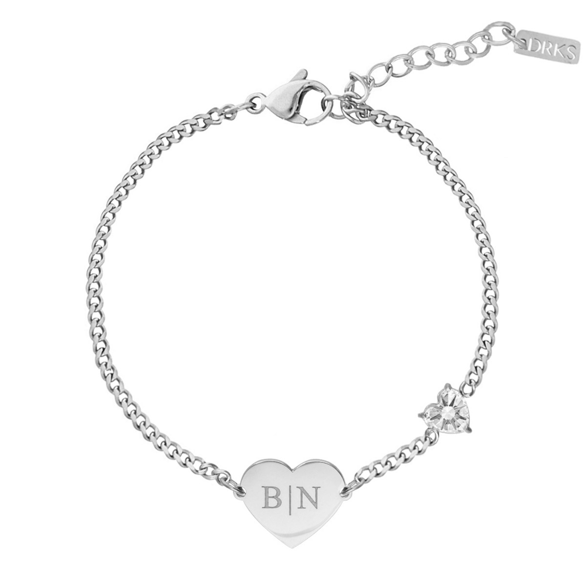 Graveerbare love armband met steentje