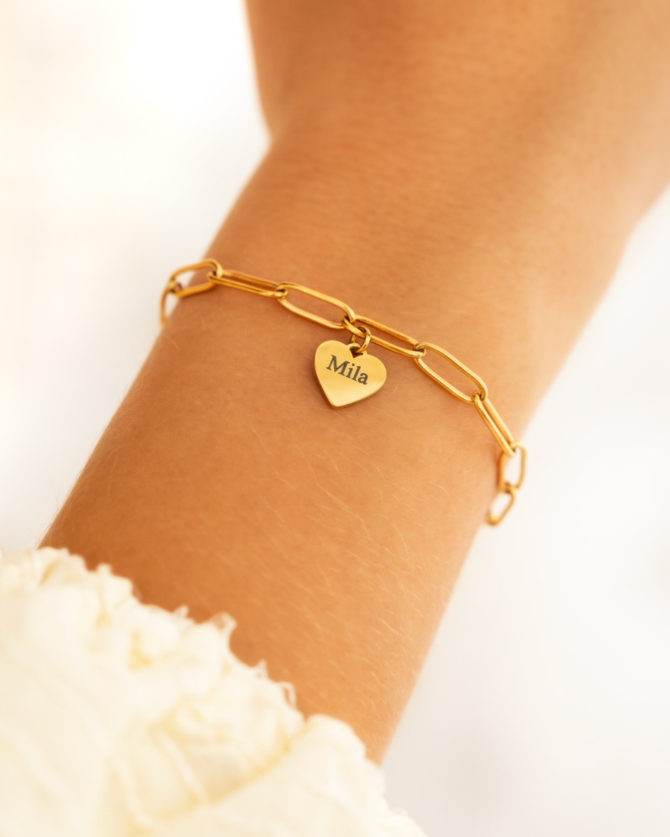Gouden armband met graveerbaar hartje