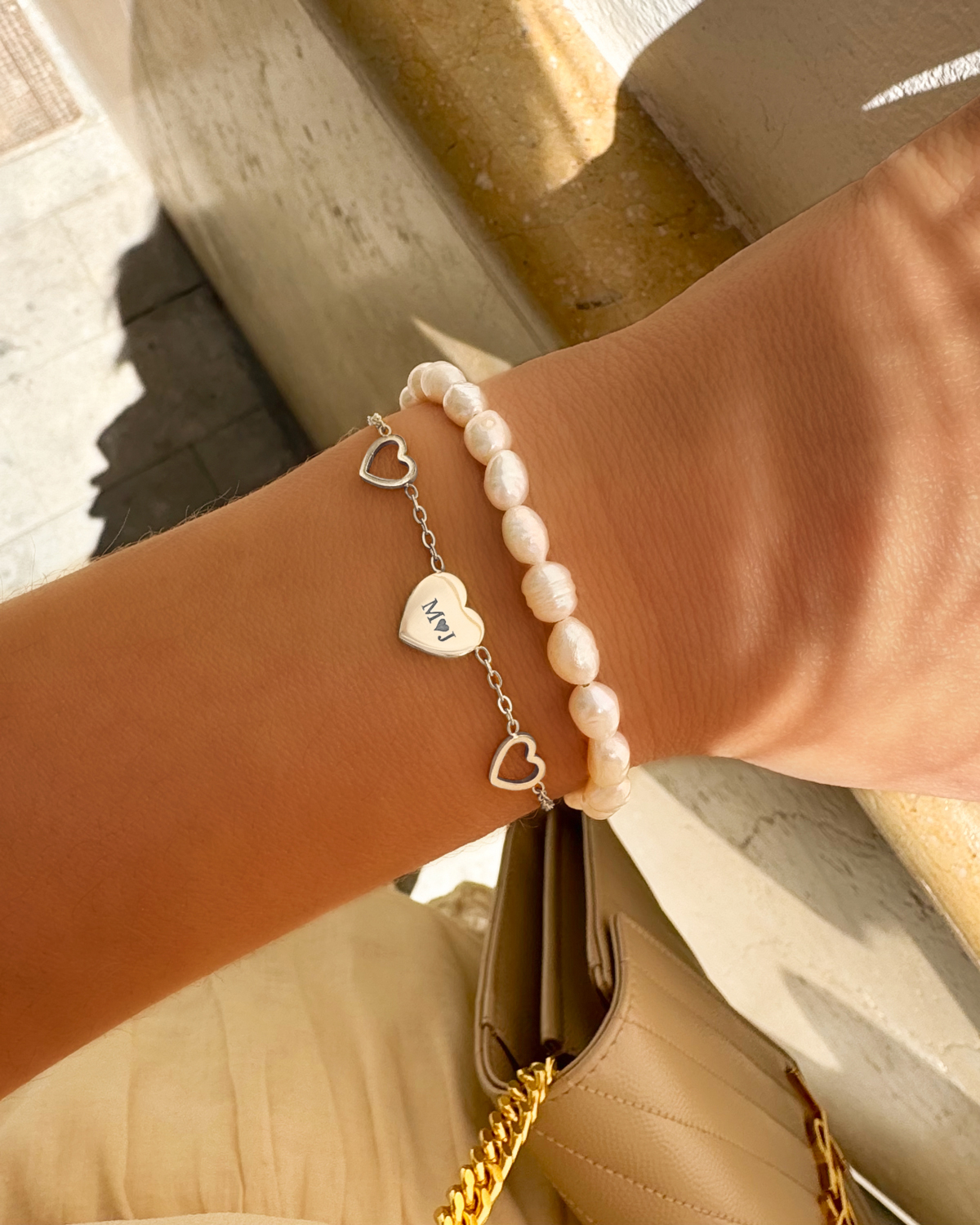 Initial armband with triple love