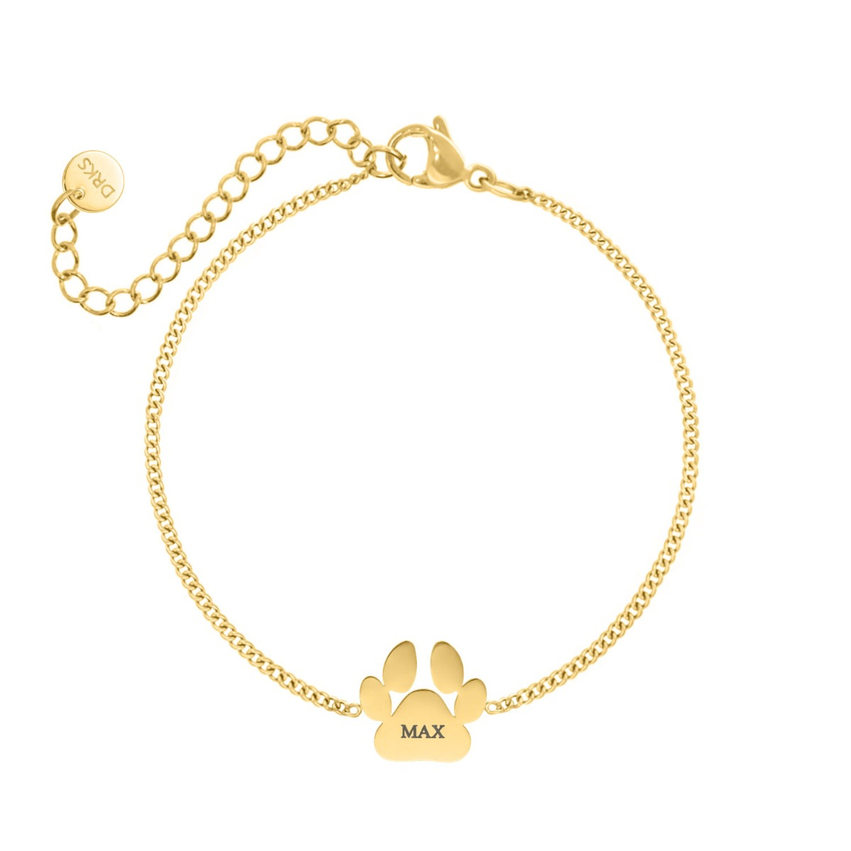 Graveerbare hondenpoot armband goudkleurig