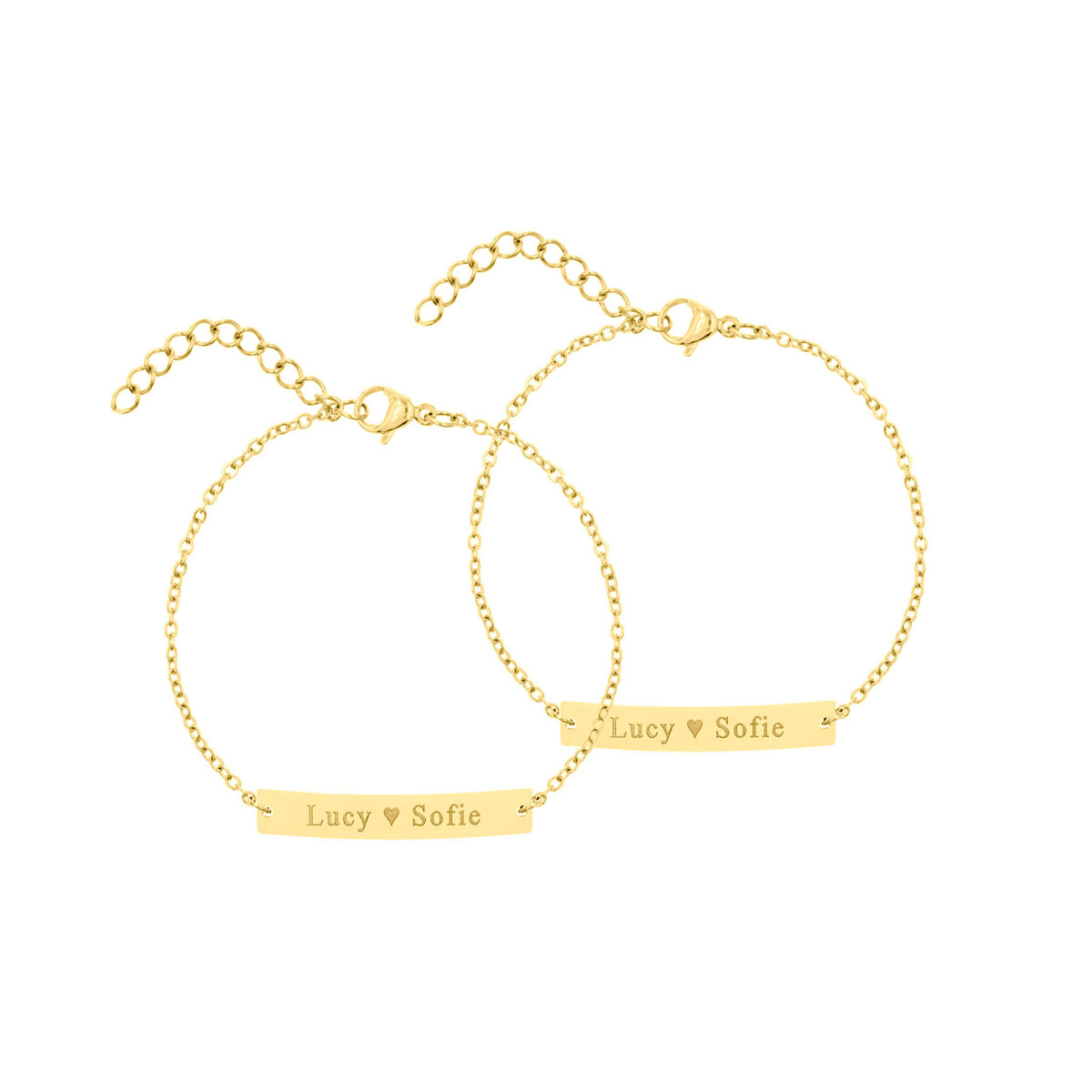Moeder & dochter armband met naam goud