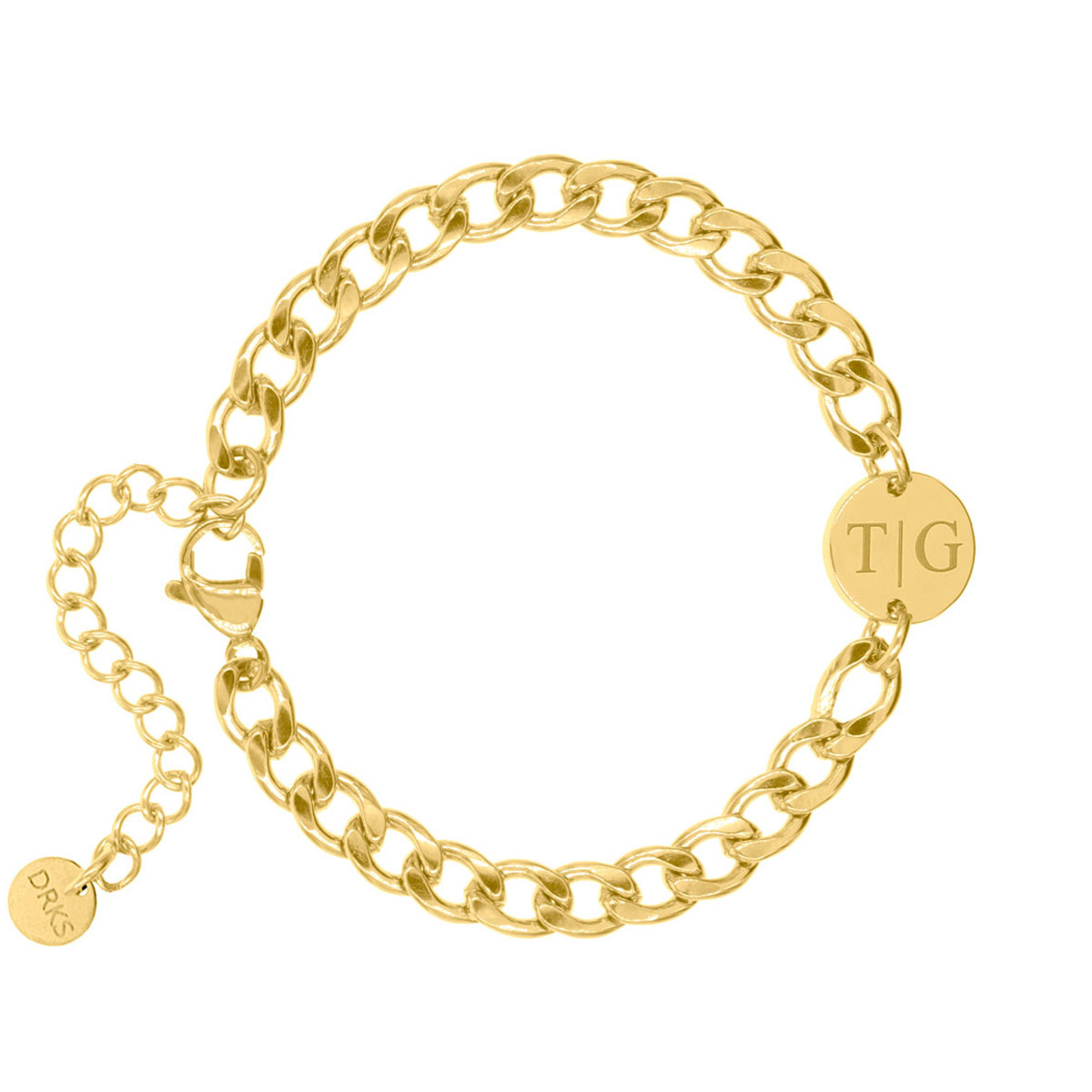 Schakelarmband met initialen goud