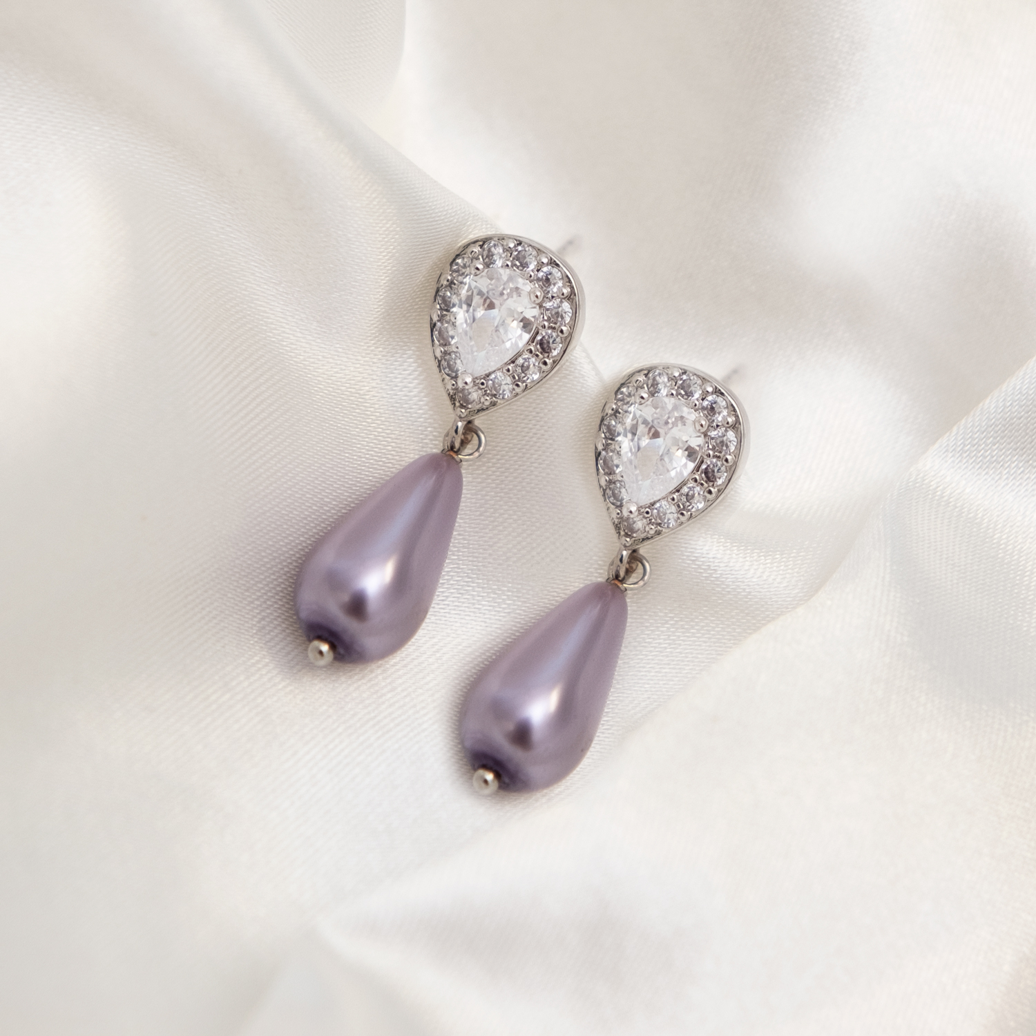 Faux Pearl Oorbellen Lila