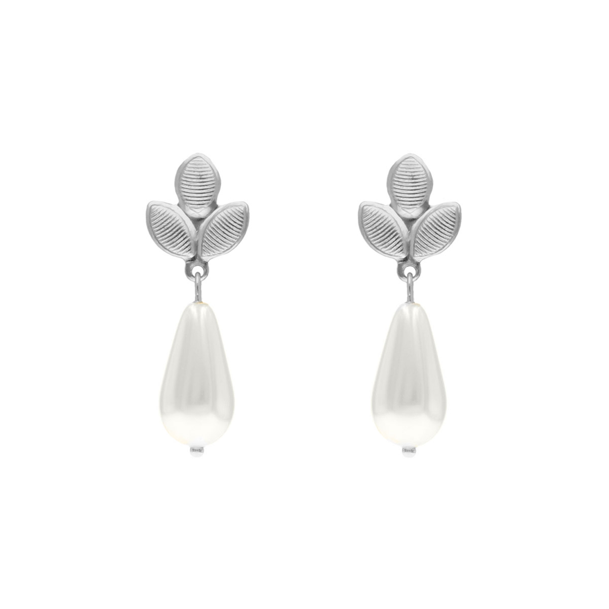 Bruids oorbellen met parels zilver