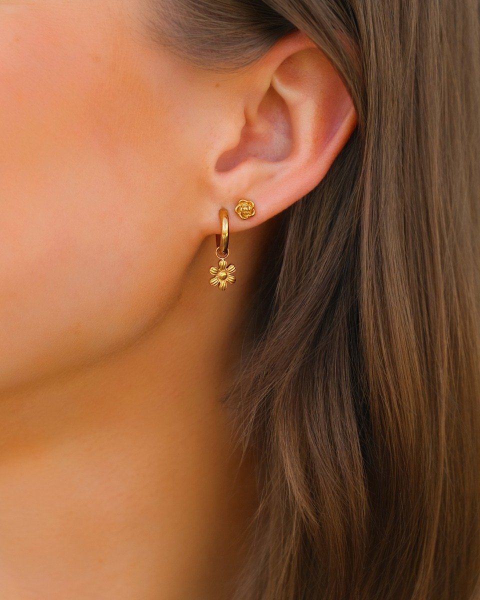 Gouden earparty bloemetjes