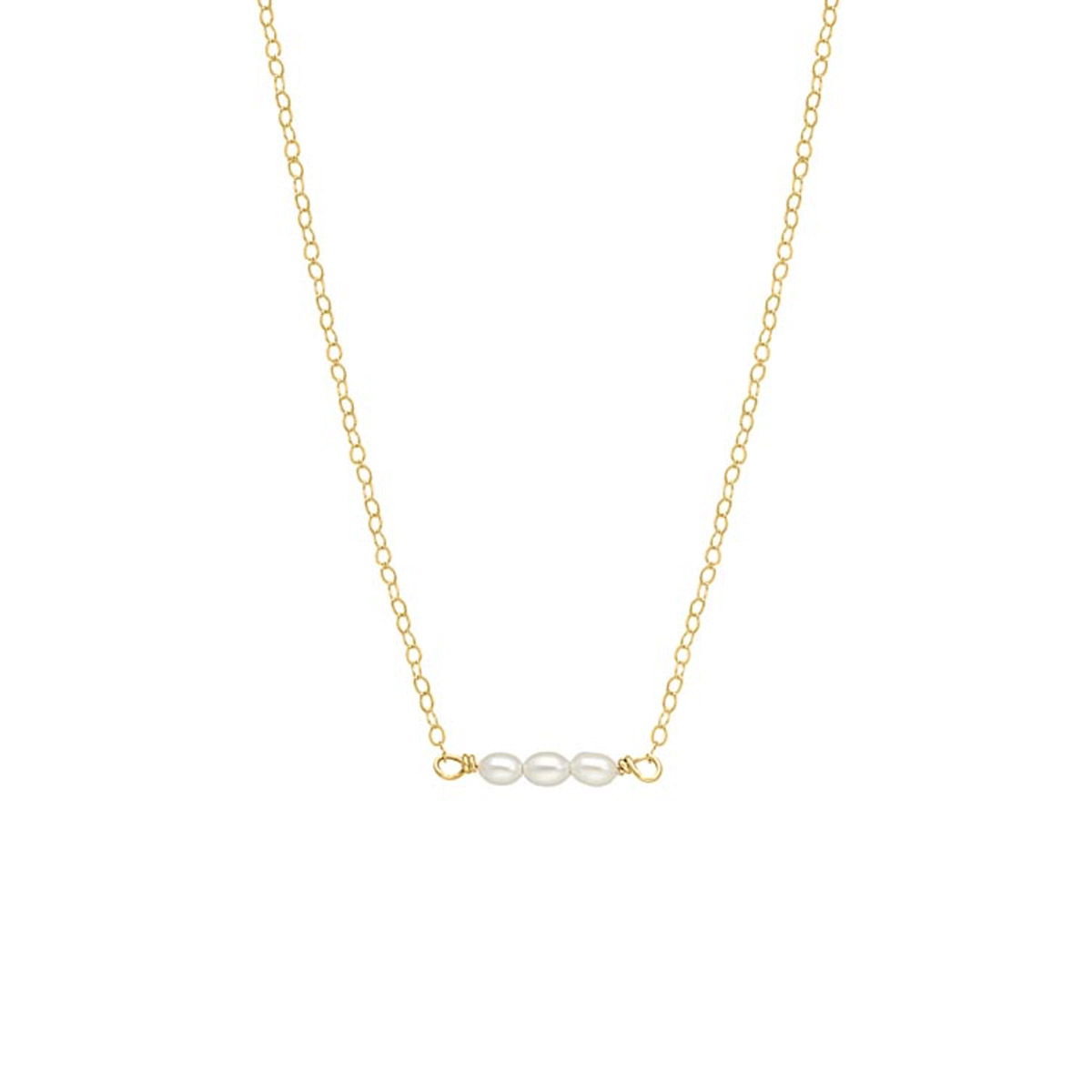 Ketting drie pareltjes verguld sterling zilver