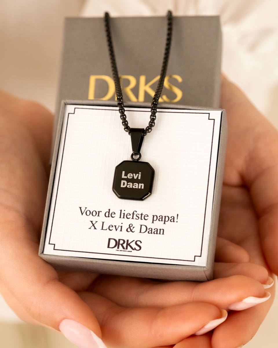 Zwarte heren ketting met sieradendoosje