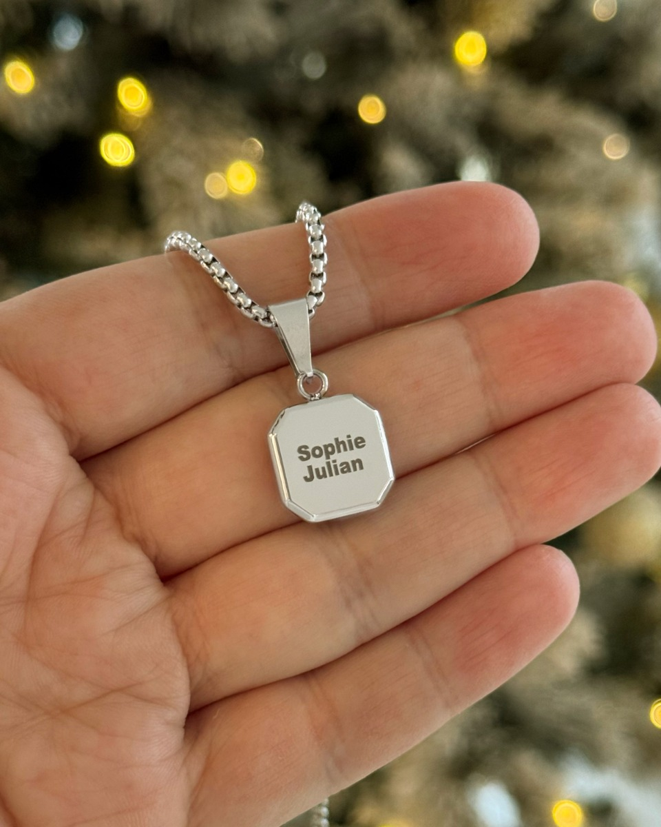 Zilveren heren ketting met namen