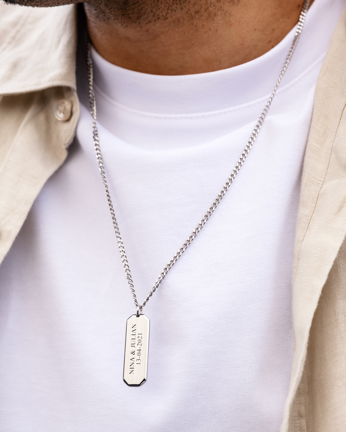 Zilveren bar ketting