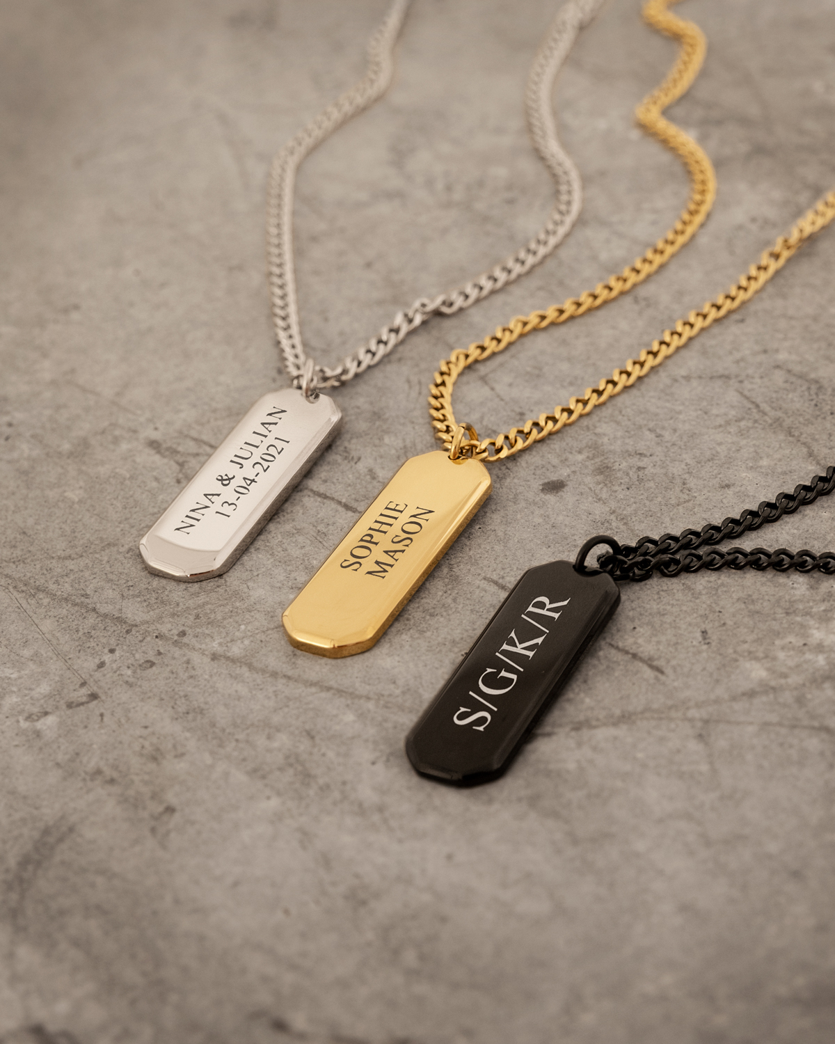 Heren ketting graveerbare bar