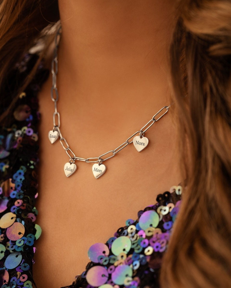 Hartjes ketting zilver