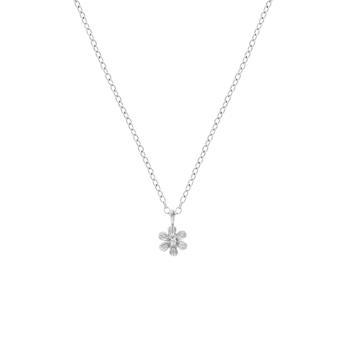 Bloem ketting zilver