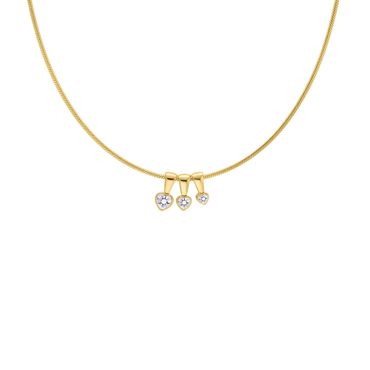 Familieketting met hartjes goudkleurig