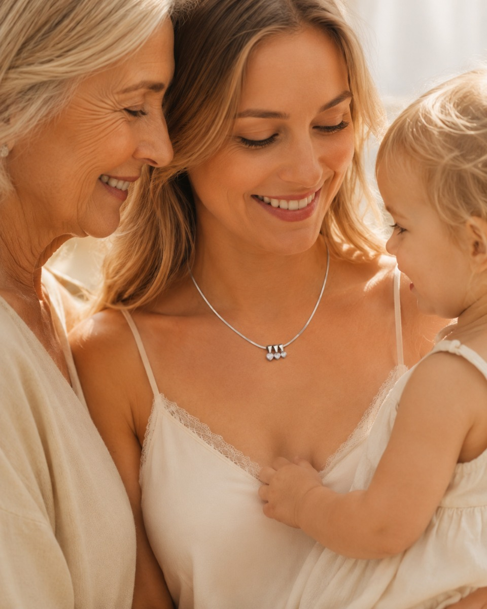 Familieketting met hartjes