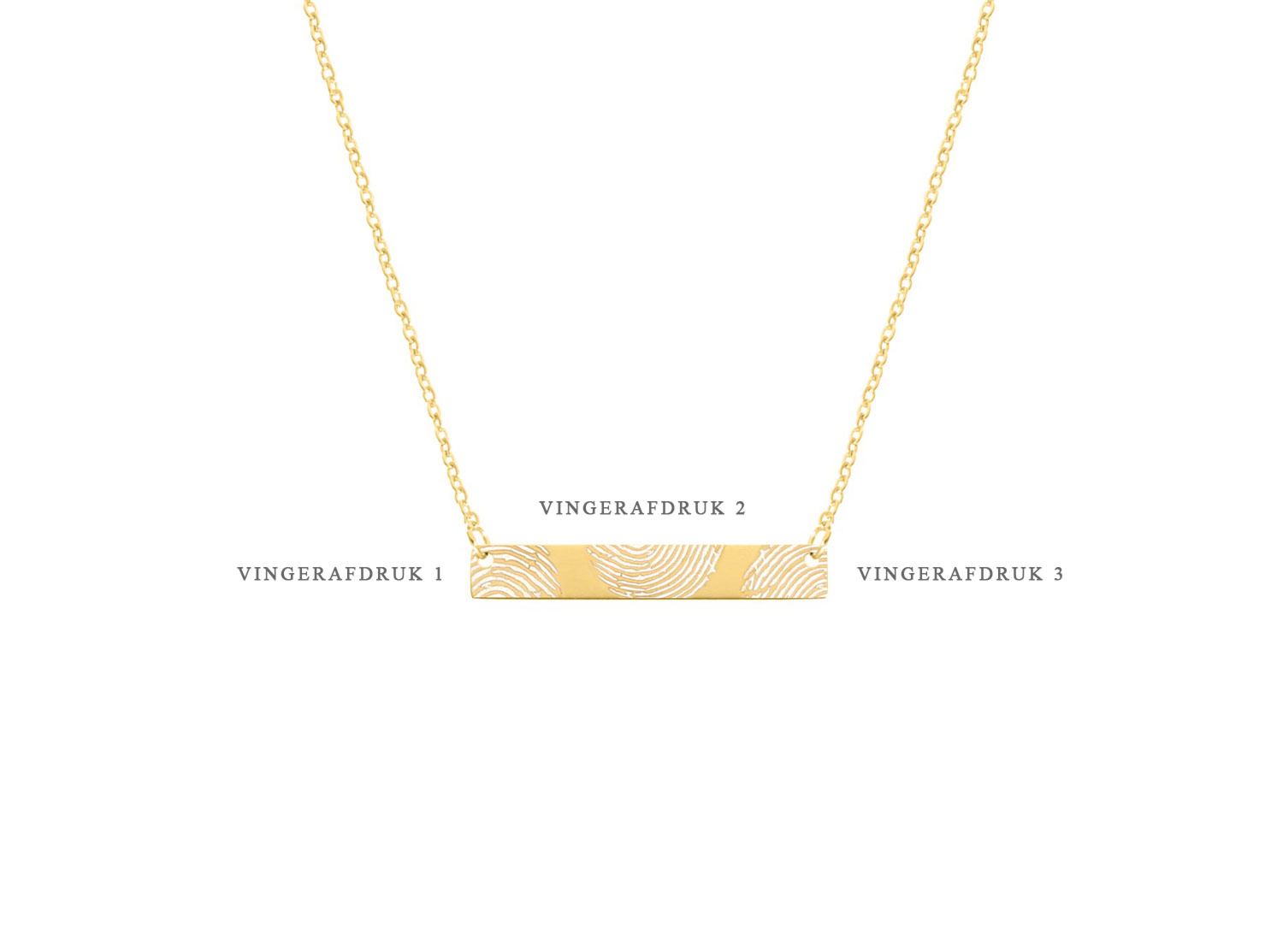 Bar ketting 3 vingerafdrukken goudkleurig