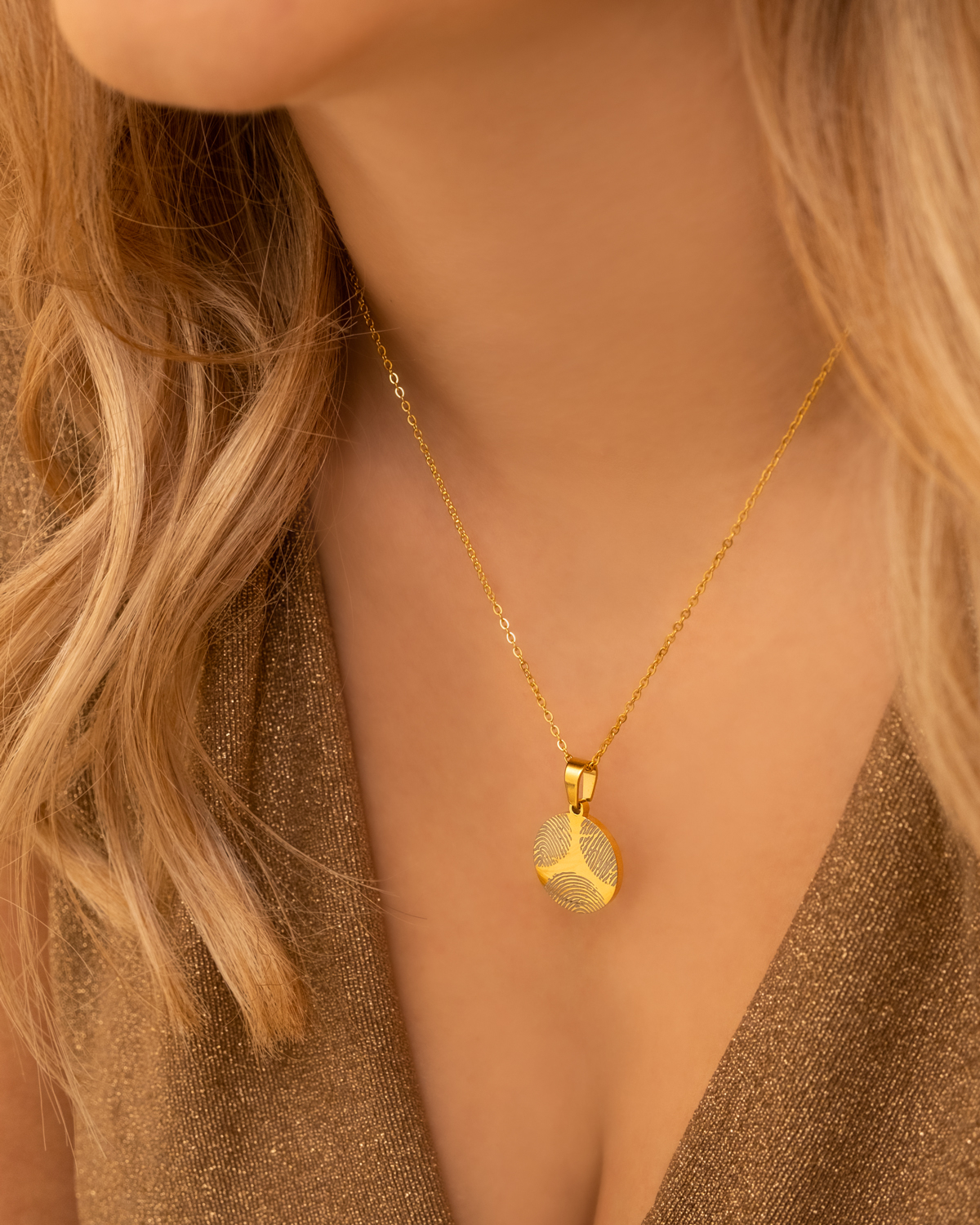 Ketting met 3 vingerafdrukken goudkleurig
