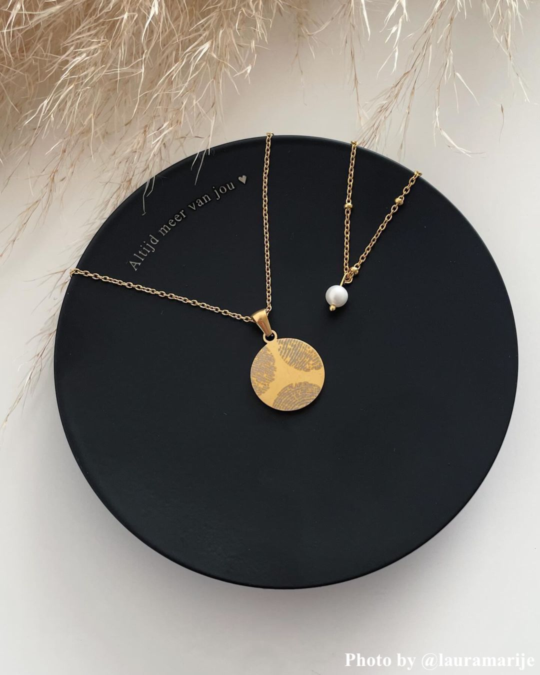 Ketting met 3 vingerafdrukken goudkleurig