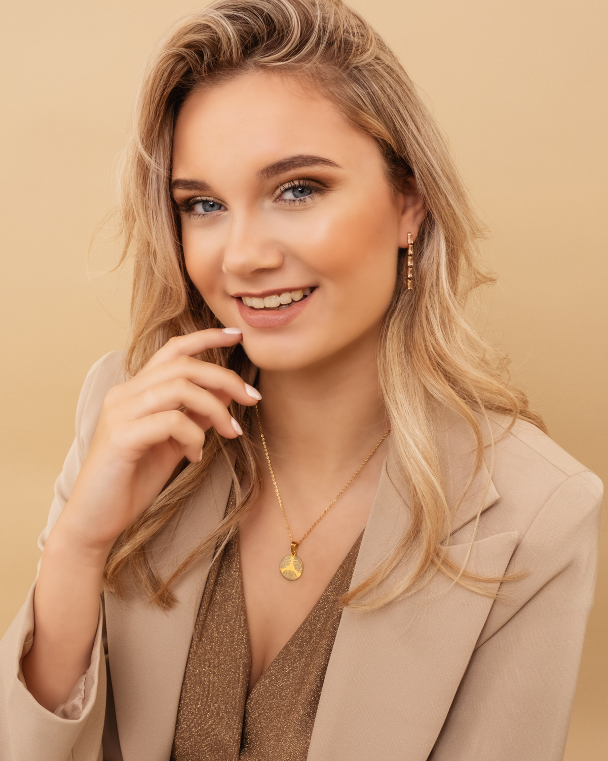 Ketting met 3 vingerafdrukken goudkleurig