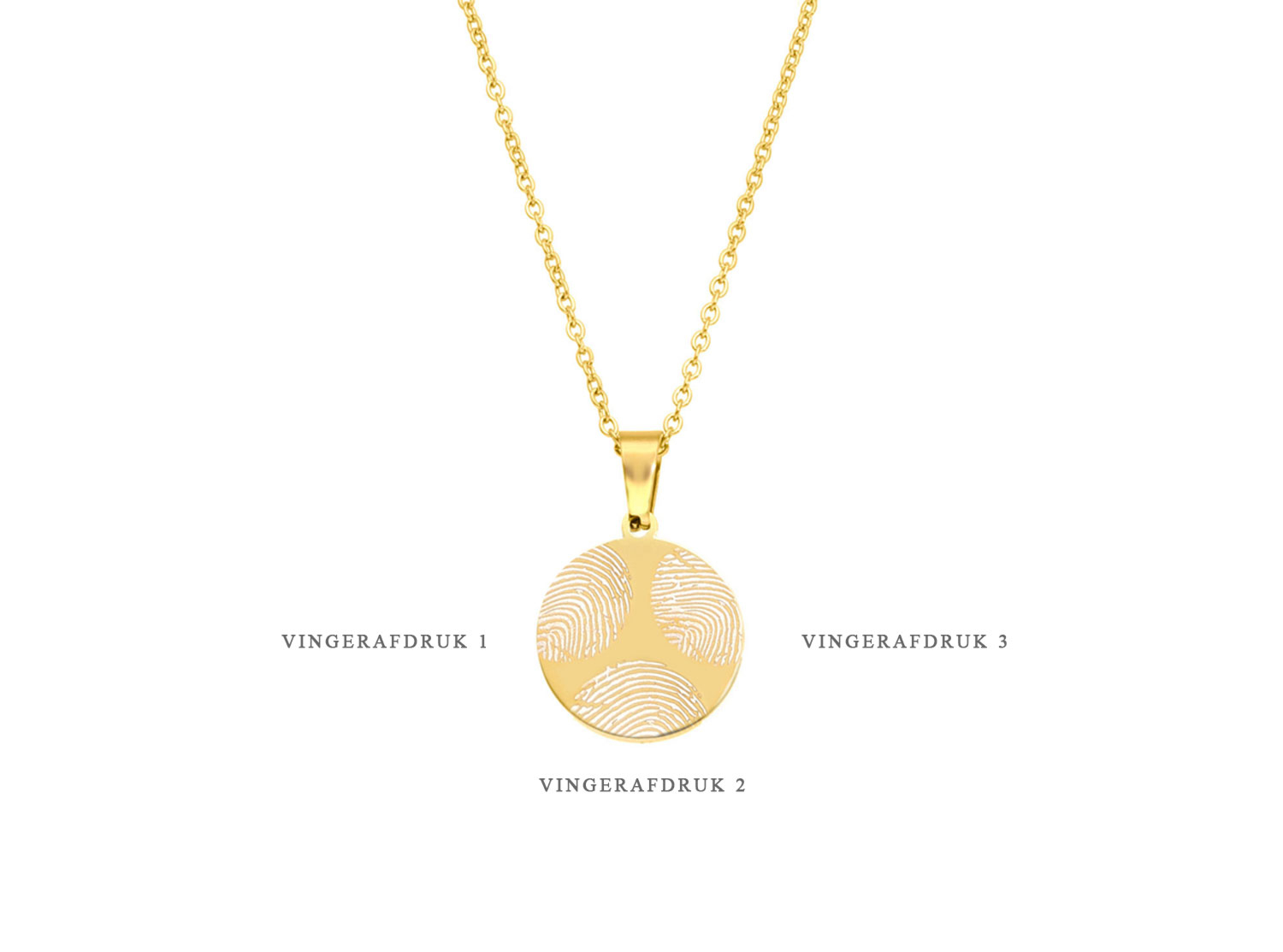 Ketting met 3 vingerafdrukken goudkleurig